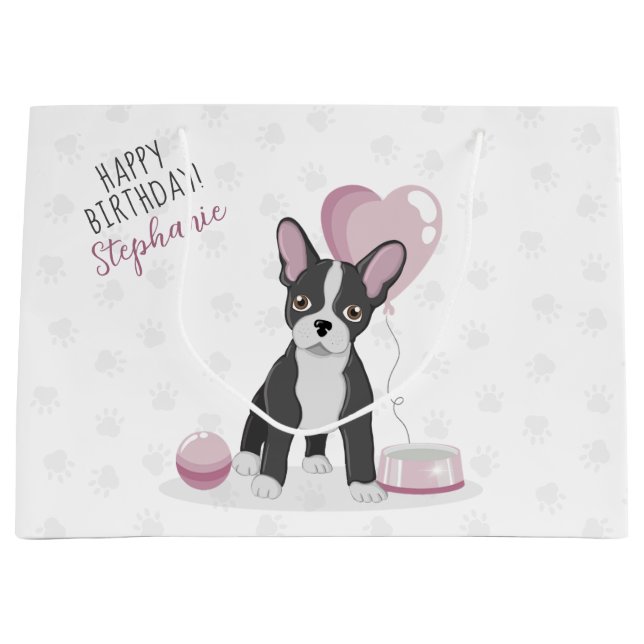 French Bulldog Birthday Large Gift Bag (Front)
