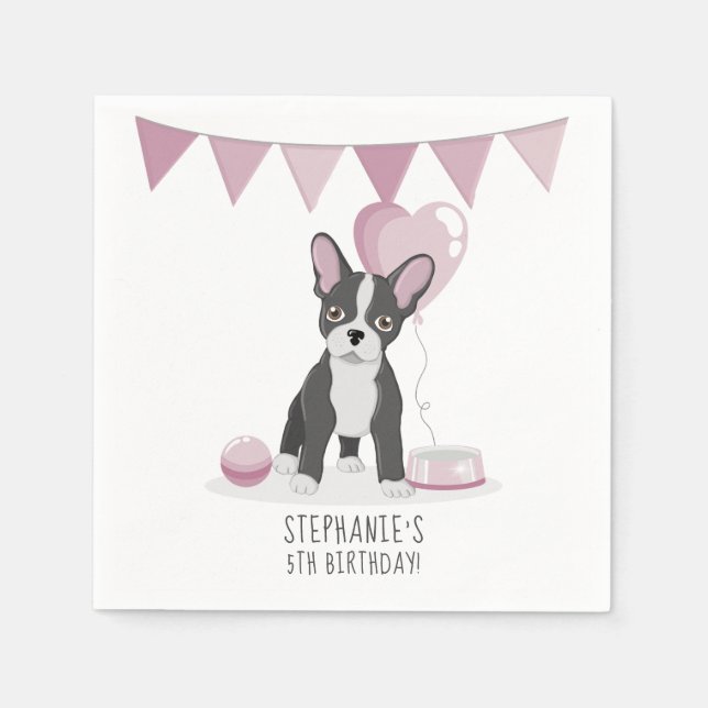 French Bulldog Birthday Napkin (Front)