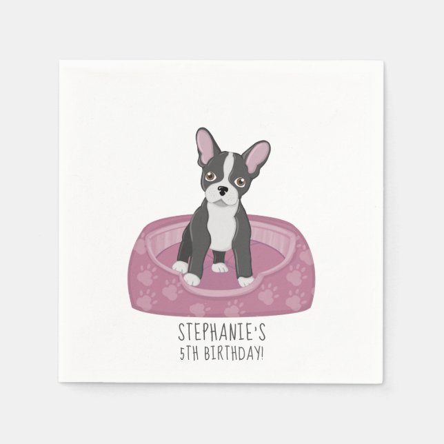 French Bulldog Birthday Napkin (Front)