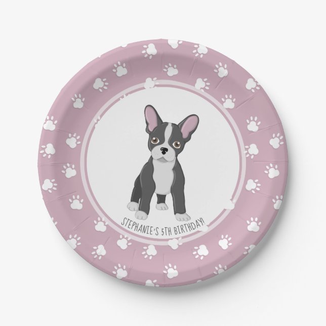 French Bulldog Birthday Paper Plate (Front)