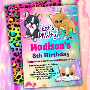 French Bulldog Birthday Party Invitation