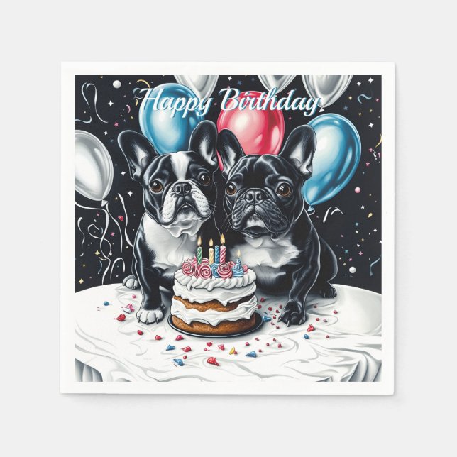 French Bulldog Birthday Party Napkin (Front)