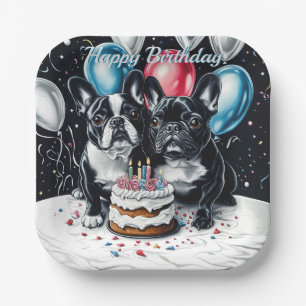 French Bulldog Birthday Party Paper Plate