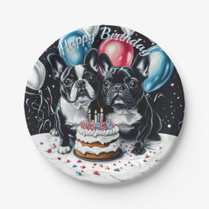 French Bulldog Birthday Party Paper Plate