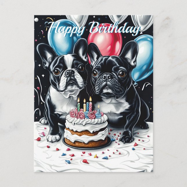 French Bulldog Birthday Postcard (Front)