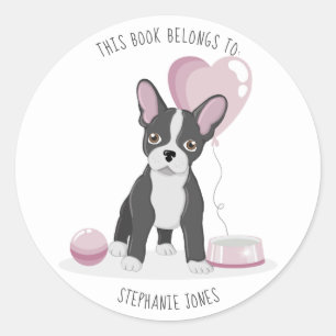 French Bulldog Birthday This Book Belongs to Classic Round Sticker