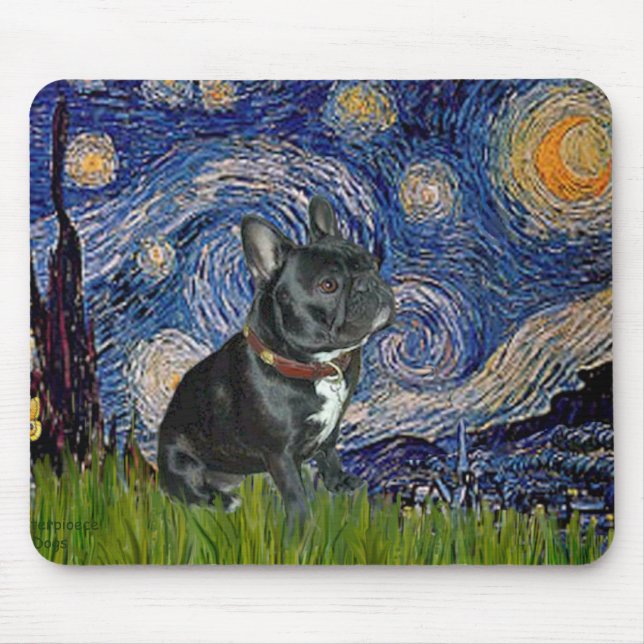French Bulldog (black 11) - Starry Night Mouse Mat (Front)