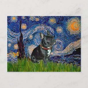 French Bulldog (black 11) - Starry Night Postcard