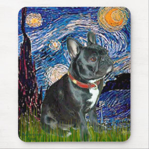 French Bulldog (black 11) - Starry Night (vert) Mouse Mat