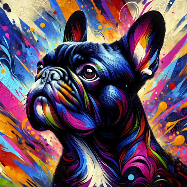 French Bulldog Black Acrylic Print | Colourful Jigsaw Puzzle (Creator Uploaded)