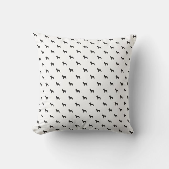 French Bulldog black and white pattern pillow (Front)