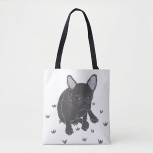 French Bulldog, Black Frenchie, Minimalist, Cute Tote Bag