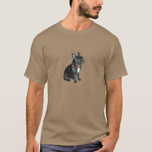 French Bulldog - Black with red collar T-Shirt