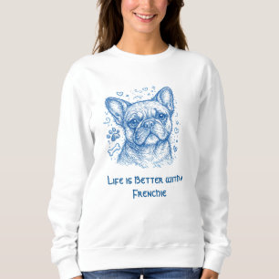 French Bulldog blue lineart doodle frenchie Sweatshirt