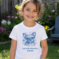French Bulldog blue lineart doodle frenchie