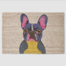 French Bulldog Blue Yellow and Pink Art 