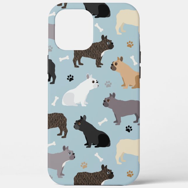 French Bulldog Bones and Paws Blue Case-Mate iPhone Case (Back)