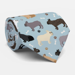 French Bulldog Bones and Paws Blue Tie