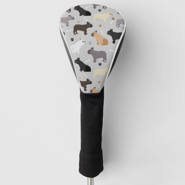 French Bulldog Bones and Paws Golf Head Cover (Front)