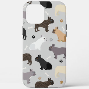 French Bulldog Bones and Paws Grey iPhone 12 Pro Max Case