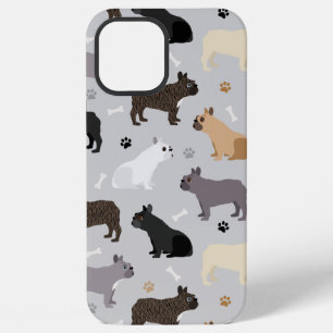 French Bulldog Bones and Paws Grey iPhone 12 Pro Max Case