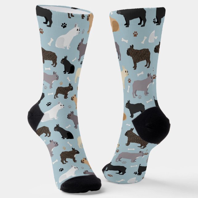 French Bulldog Bones and Paws Socks (Angled)