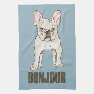 French Bulldog Bonjour Tea Towel