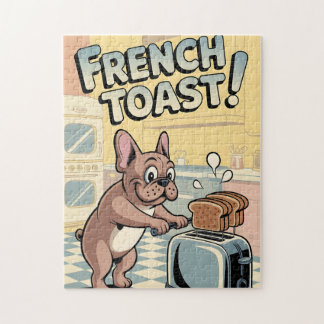 French Bulldog Breakfast Cartoon Art Jigsaw Puzzle