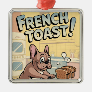 French Bulldog Breakfast Cartoon Art Metal Tree Decoration