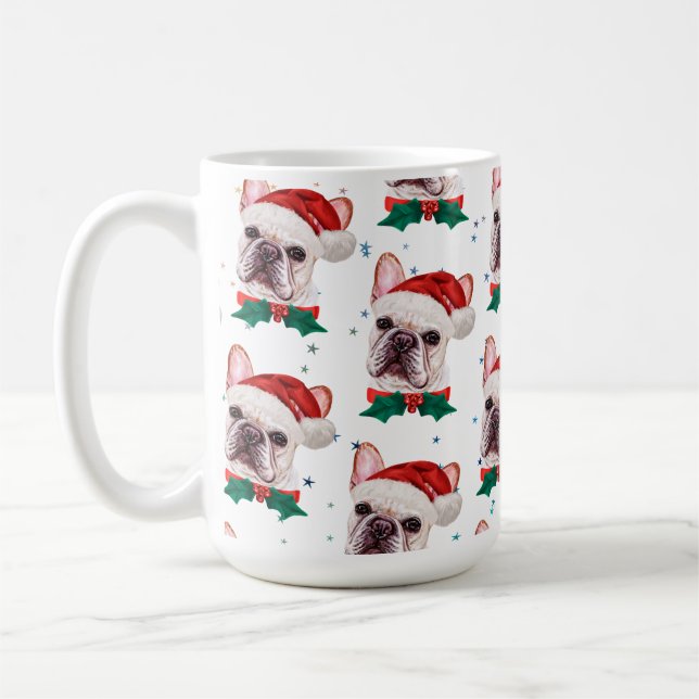 French Bulldog Breed Christmas Dog Pattern Coffee Mug (Left)