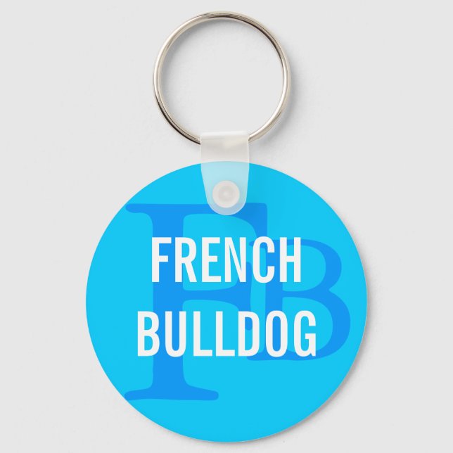 French Bulldog Breed Monogram Design Key Ring (Front)