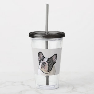 French Bulldog (Brindle Pied) Painting - Dog Art Acrylic Tumbler