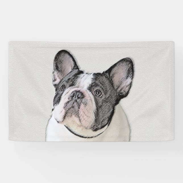 French Bulldog (Brindle Pied) Painting - Dog Art Banner (Horizontal)