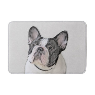 French Bulldog (Brindle Pied) Painting - Dog Art Bath Mat