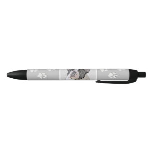 French Bulldog (Brindle Pied) Painting - Dog Art Black Ink Pen