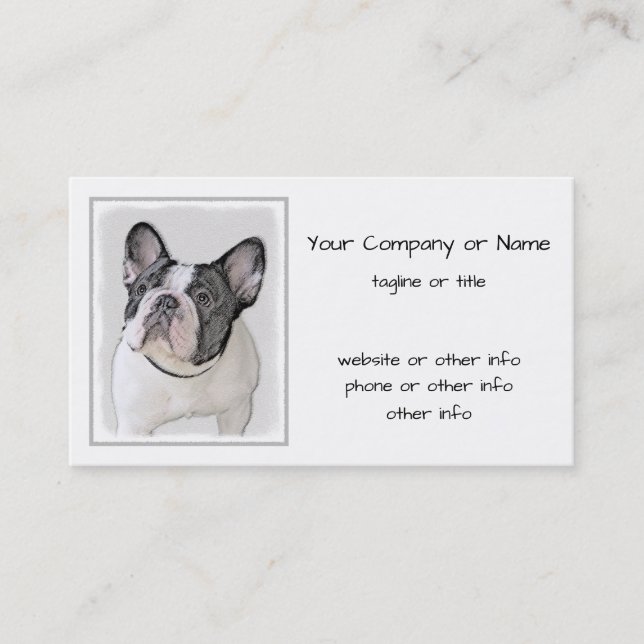 French Bulldog (Brindle Pied) Painting - Dog Art Business Card (Front)