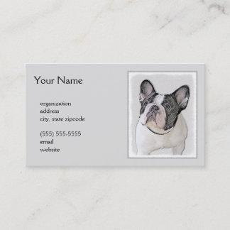 French Bulldog (Brindle Pied) Painting - Dog Art Business Card