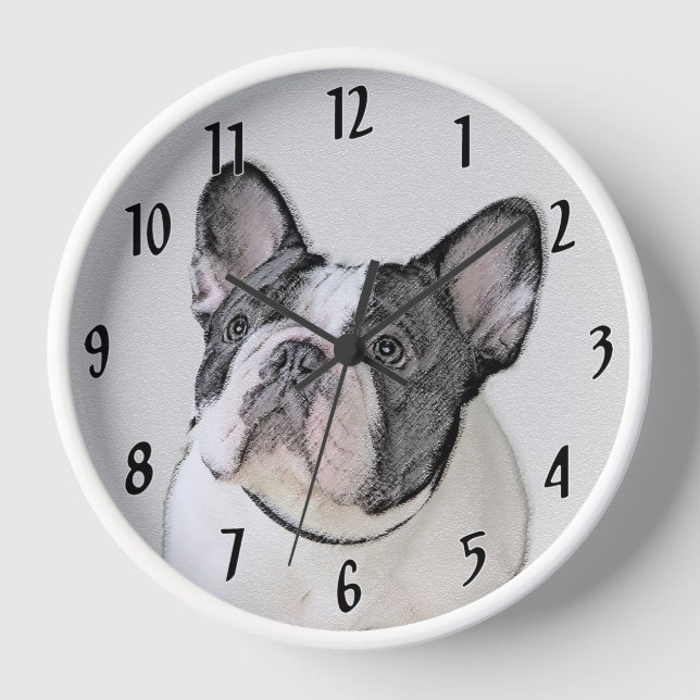 French Bulldog (Brindle Pied) Painting - Dog Art Clock (Front)