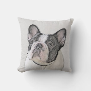 French Bulldog (Brindle Pied) Painting - Dog Art Cushion