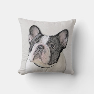 French Bulldog (Brindle Pied) Painting - Dog Art Cushion