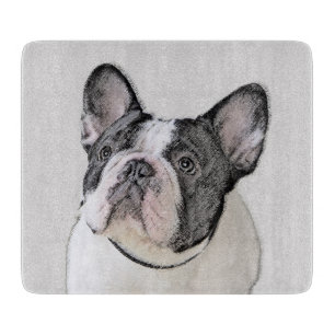 French Bulldog (Brindle Pied) Painting - Dog Art Cutting Board