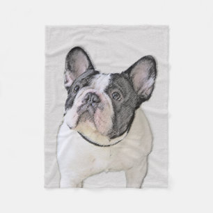 French Bulldog (Brindle Pied) Painting - Dog Art Fleece Blanket