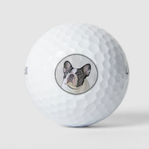 French Bulldog (Brindle Pied) Painting - Dog Art Golf Balls