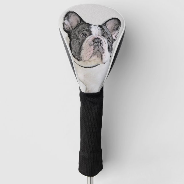 French Bulldog (Brindle Pied) Painting - Dog Art Golf Head Cover (Front)