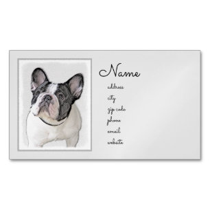 French Bulldog (Brindle Pied) Painting - Dog Art Magnetic Business Card