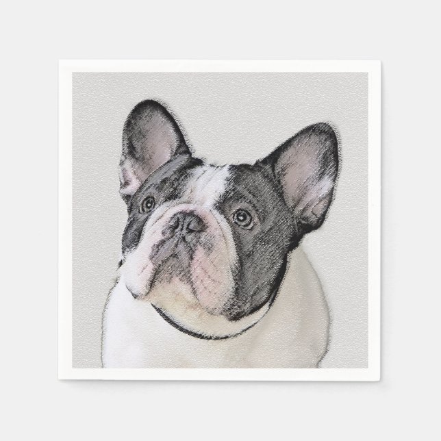 French Bulldog (Brindle Pied) Painting - Dog Art Napkin (Front)