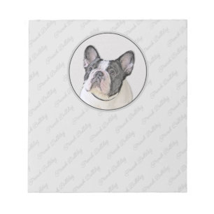 French Bulldog (Brindle Pied) Painting - Dog Art Notepad