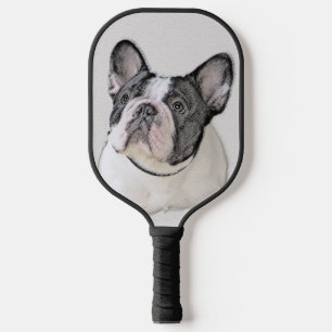 French Bulldog (Brindle Pied) Painting - Dog Art Pickleball Paddle
