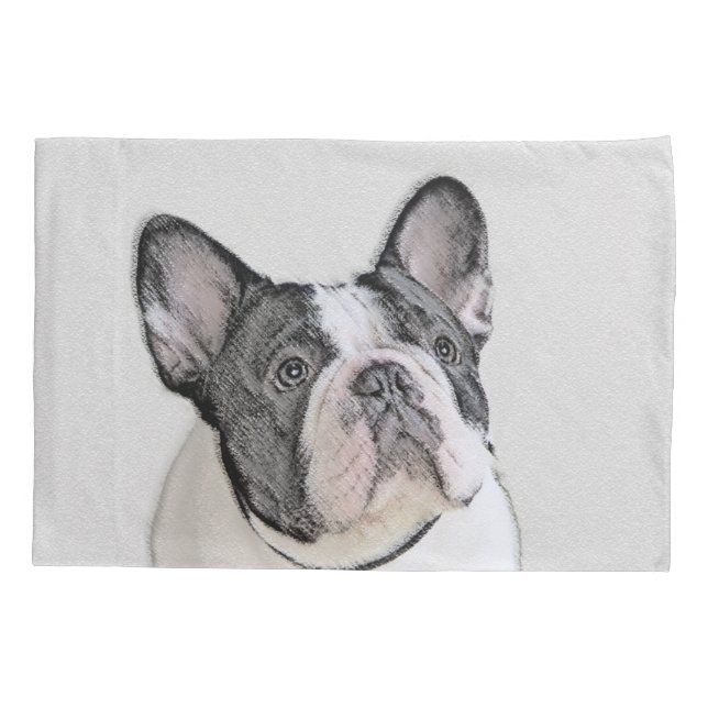 French Bulldog (Brindle Pied) Painting - Dog Art Pillowcase (Back)