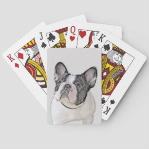 French Bulldog (Brindle Pied) Painting - Dog Art Playing Cards